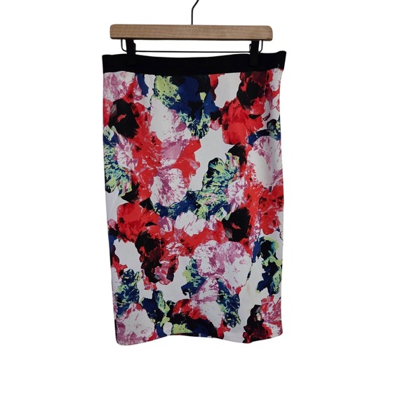 Milly Floral Print Pencil Skirt Stretch‎ Knit Career Party Occasion L - Picture 1 of 5